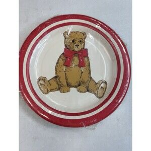 Vintage Gordon Fraser Teddy Bear Paper Plates Pack of 10 New Sealed 10.25" Retro
